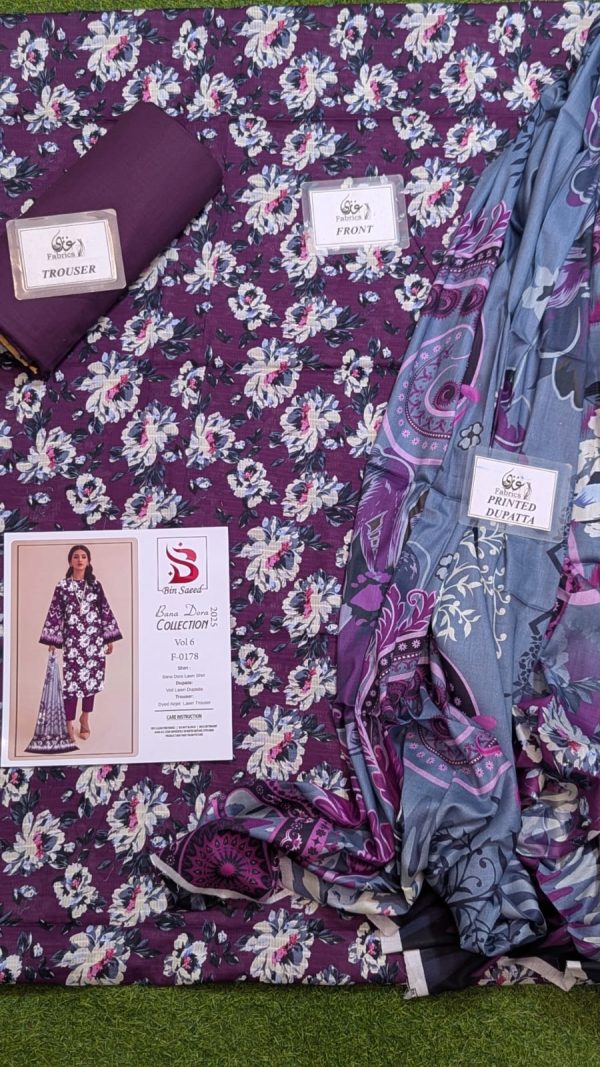 ✨ Binsaeed❤️ Bana Dora 3piece Unstitched Suit Summaer Lawn Collection
