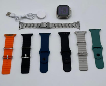 7-in-1 Ultra Smart Watch – Advanced Multi-feature Fitness Tracker With Heart Rate Monitor, Sleep Tracking, Bluetooth Calling, Sports Modes & More Random Color Straps – Smartwatch With 6 Silicone Stripes And 1 Metal Strip