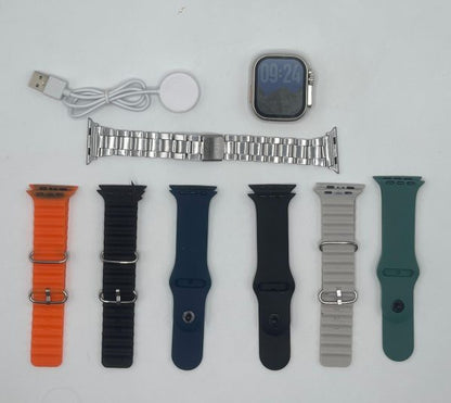 7-in-1 Ultra Smart Watch – Advanced Multi-feature Fitness Tracker With Heart Rate Monitor, Sleep Tracking, Bluetooth Calling, Sports Modes & More Random Color Straps – Smartwatch With 6 Silicone Stripes And 1 Metal Strip