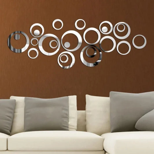 24 Pcs Acrylic Mirror 3d Wall Stickers Living Room Personalized Interior Decoration