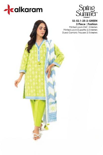 Alkaram Lawn | Unstitched Collection 3 Pieces Casual Wear| Summer Collection 2025 Collection Vol 1