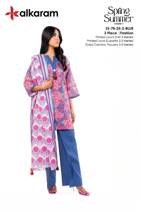 Alkaram Lawn | Unstitched Collection 3 Pieces Casual Wear| Summer Collection 2025 Collection Vol 1