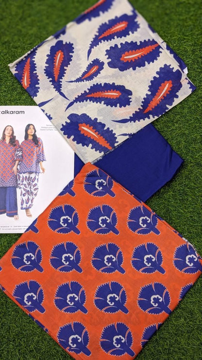 Alkaram Lawn | Unstitched Collection 3 Pieces Casual Wear| Summer Collection 2025 Collection Vol 1