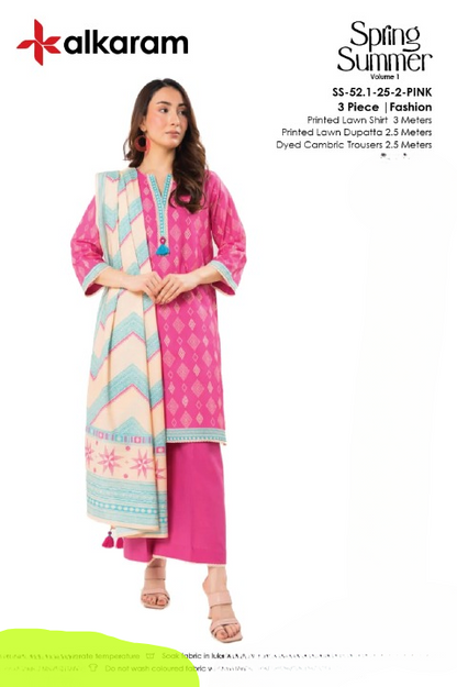 Alkaram Lawn | Unstitched Collection 3 Pieces Casual Wear| Summer Collection 2025 Collection Vol 1