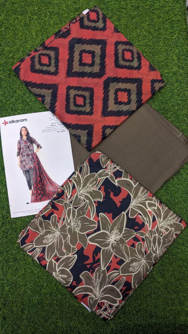 Alkaram Lawn | Unstitched Collection 3 Pieces Casual Wear| Summer Collection 2025 Collection Vol 1
