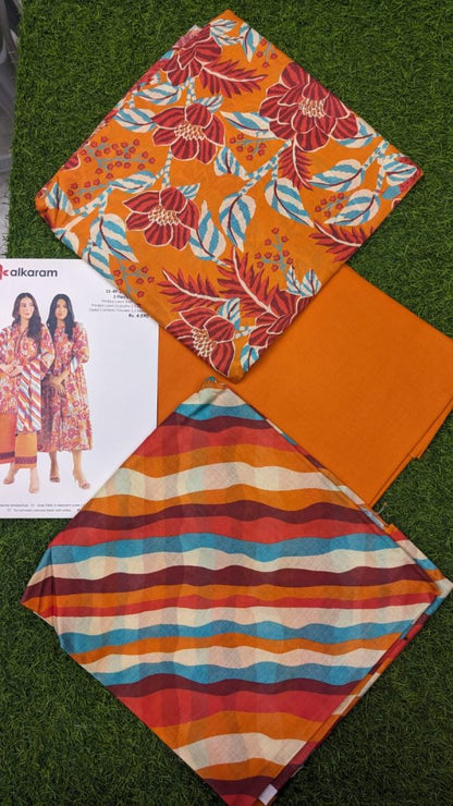 Alkaram Lawn | Unstitched Collection 3 Pieces Casual Wear| Summer Collection 2025 Collection Vol 1