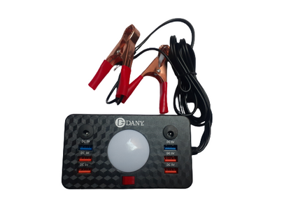Dany C-1 Clipper Charger | 6 Usb Ports | Led Light | Dc Solar Mobile Charger | Usb Battery Clamp | Power Cable | Short Circuit & Overload Protection – Dc Mobile Charger – Original