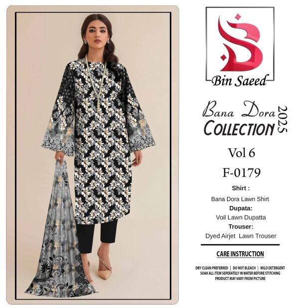 Binsaeed❤️ Bana Dora 3piece Unstitched Suit Summaer Lawn Collection