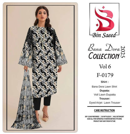 Binsaeed❤️ Bana Dora 3piece Unstitched Suit Summaer Lawn Collection