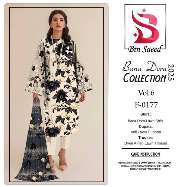 ✨ Binsaeed❤️ Bana Dora 3piece Unstitched Suit Summaer Lawn Collection