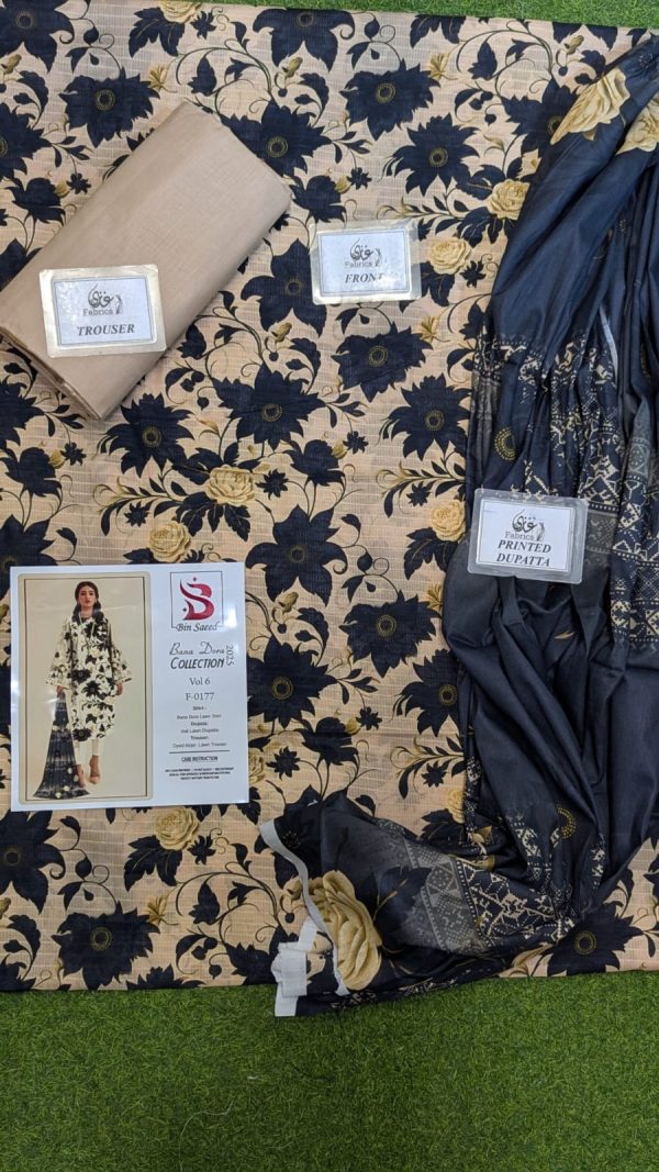 ✨ Binsaeed❤️ Bana Dora 3piece Unstitched Suit Summaer Lawn Collection