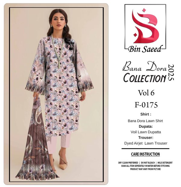 ✨ Binsaeed❤️ Bana Dora 3piece Unstitched Suit Summaer Lawn Collection