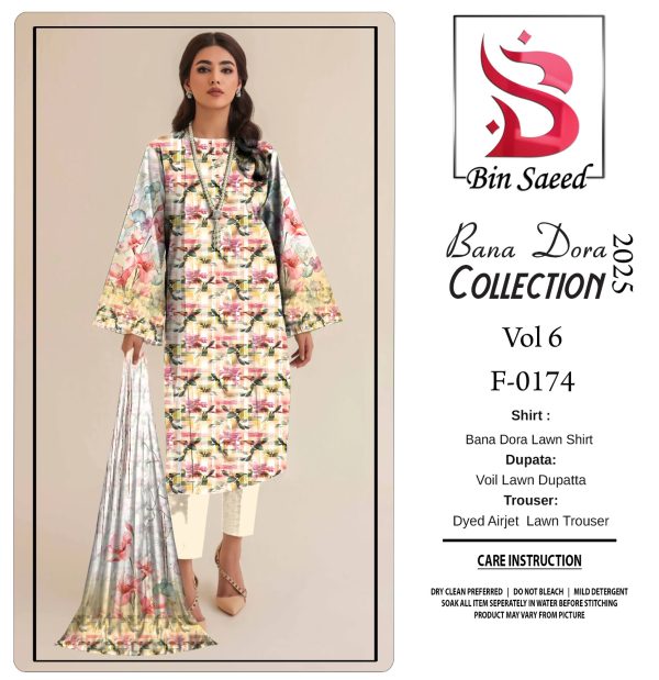 ✨ Binsaeed❤️ Bana Dora 3piece Unstitched Suit Summaer Lawn Collection