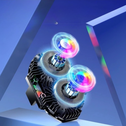 Fs06 Semiconductor Cooling Mobile Phone Cooler Radiator Dual Fans Digital Display For Live Streaming With Universal Wheel