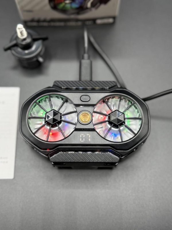 Fs06 Semiconductor Cooling Mobile Phone Cooler Radiator Dual Fans Digital Display For Live Streaming With Universal Wheel