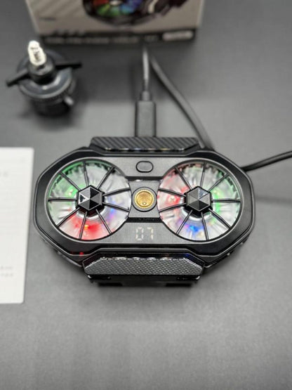 Fs06 Semiconductor Cooling Mobile Phone Cooler Radiator Dual Fans Digital Display For Live Streaming With Universal Wheel