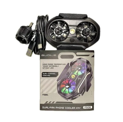 Fs06 Semiconductor Cooling Mobile Phone Cooler Radiator Dual Fans Digital Display For Live Streaming With Universal Wheel