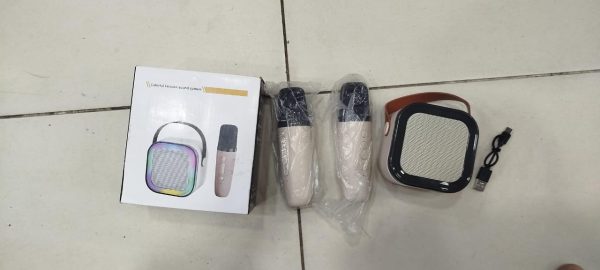 K12 Wireless Audio Microphone Bluetooth Speaker Portable Stereo Speaker Bluetooth Speaker Karaoke Speaker With Double Mic (random Color)