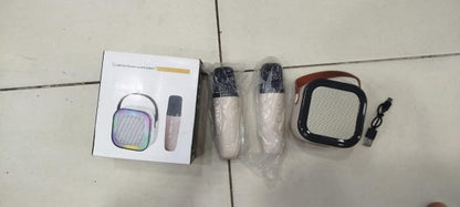 K12 Wireless Audio Microphone Bluetooth Speaker Portable Stereo Speaker Bluetooth Speaker Karaoke Speaker With Double Mic (random Color)