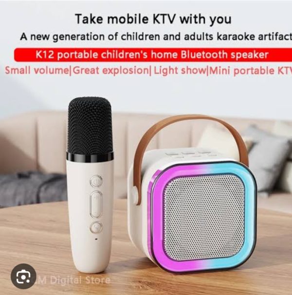 K12 Wireless Audio Microphone Bluetooth Speaker Portable Stereo Speaker Bluetooth Speaker Karaoke Speaker With Double Mic (random Color)