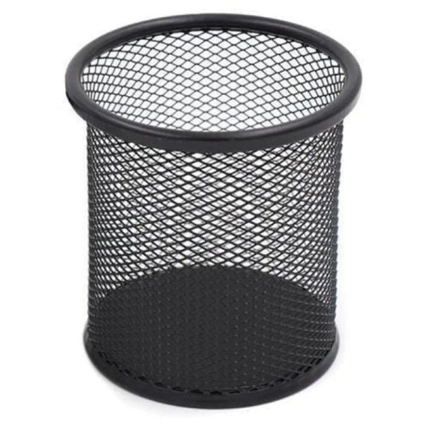 Metal Mesh Pen Stand & Stationery Holder – Round Black Desk Organizer For Pens, Pencils, Markers, And Office Supplies