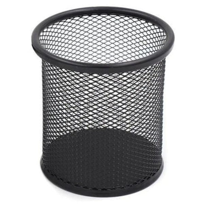 Metal Mesh Pen Stand & Stationery Holder – Round Black Desk Organizer For Pens, Pencils, Markers, And Office Supplies
