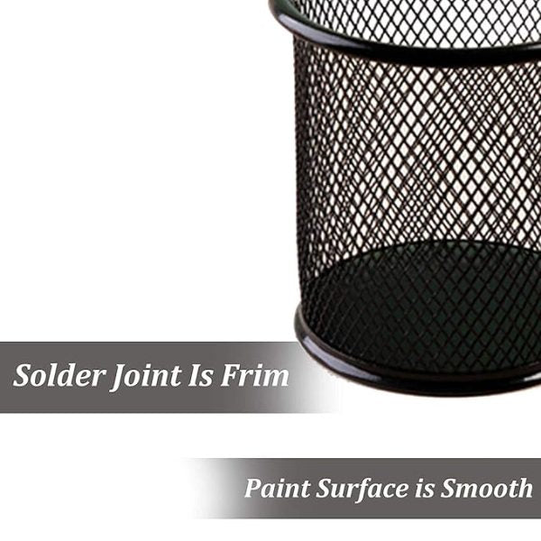 Metal Mesh Pen Stand & Stationery Holder – Round Black Desk Organizer For Pens, Pencils, Markers, And Office Supplies