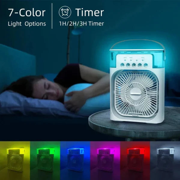 Portable Air Conditioner Fan Usb Electric Fan With Led Night Light, Fine Mist Water, And Humidifier Function | Led Night Light Water Mist (random Color) – 10 Inches