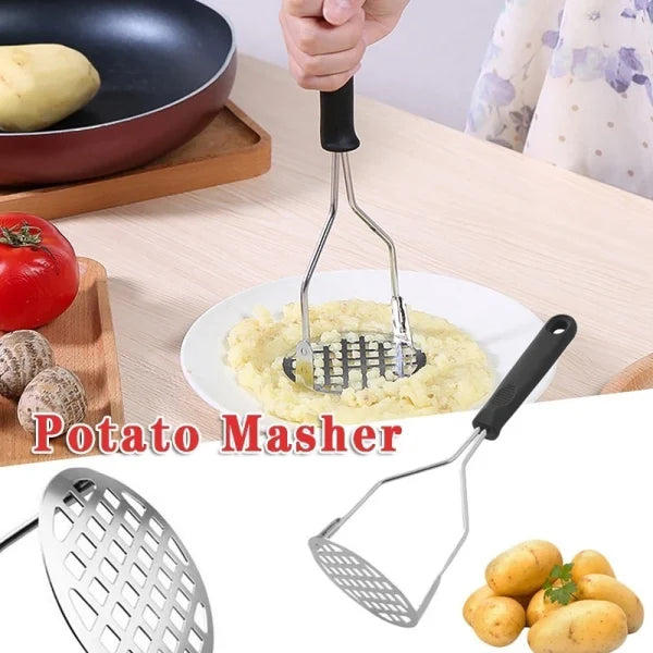Potato Masher Stainless Steel Manual Kitchen Vegetable Ricer Fruit Banana Egg Crusher Tool – Random Color