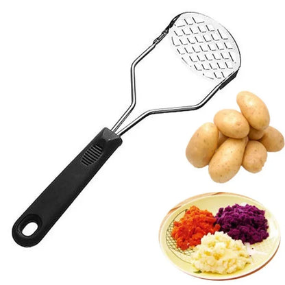 Potato Masher Stainless Steel Manual Kitchen Vegetable Ricer Fruit Banana Egg Crusher Tool – Random Color