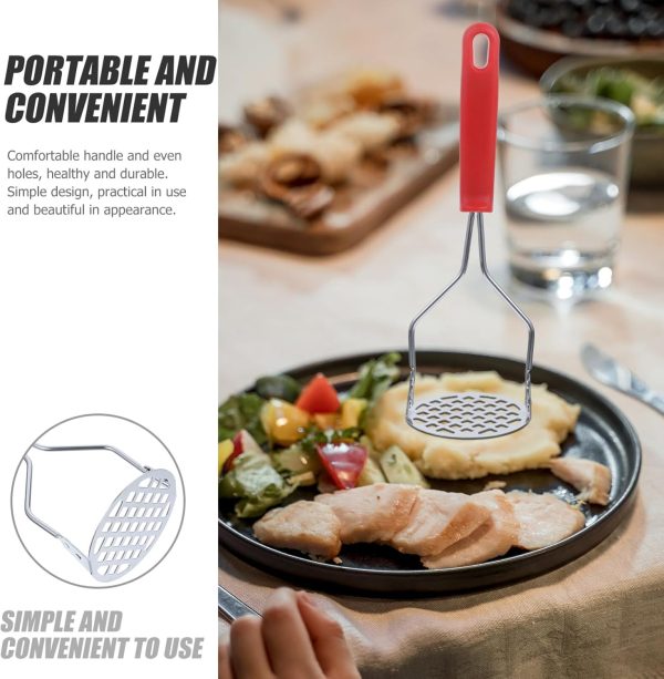 Potato Masher Stainless Steel Manual Kitchen Vegetable Ricer Fruit Banana Egg Crusher Tool – Random Color